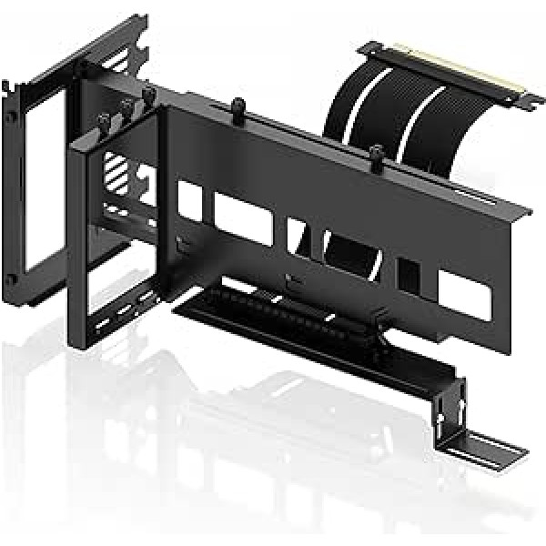 EZDIY-FAB Vertical Mount for GPU PCIe 4.0, Graphics Card Holder for VGA with Cable PCIe 4.0 X16 Gen4 17 cm / 6.69 in Riser 90° Angle Right Black