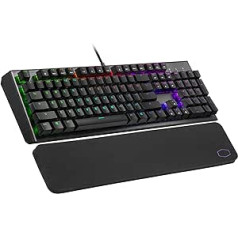 Cooler Master CK550 V2 mehāniskā spēļu tastatūra, vadu tastatūra ar RGB fona apgaismojumu un plaukstas balstu, vadība lidojumā — ES izkārtojums / sarkani TTC slēdži