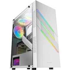 Mars Gaming MC-U3 PC ATX XL Case, White, Triple ARGB Front, 12 cm Fan, Tempered Glass Window, MCU3W