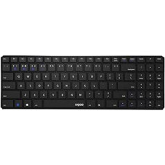 Rapoo E9100M Wireless Keyboard Wireless Keyboard Flat Aluminium Design 12 Months Battery Life German Layout QWERTZ PC & Mac - Black