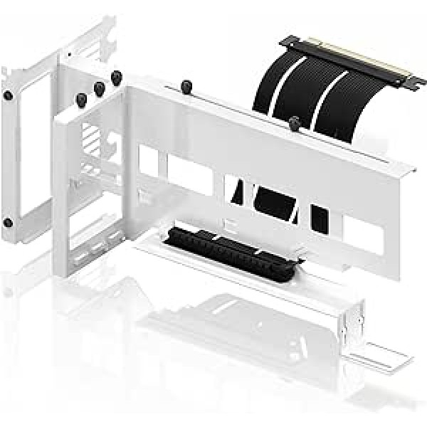 EZDIY-FAB vertikalus PCIe 4.0 GPU laikiklis grafikos plokštės laikiklis vaizdo plokštės VGA palaikymo rinkinys su PCIe 4.0 X16 Gen4 17 cm/6,69 stovo kabeliu 90 laipsnių stačiu kampu balta