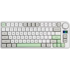 EPOMAKER TH80-X blīves mehāniskā tastatūra, 75% izkārtojuma trīskāršā režīma karstās maiņas spēļu tastatūra, ar 4000 mAh akumulatoru, LCD ekrānu, silikona paliktni, NKRO, RGB darbam ar biroju/Win/Mac (pelēks, Gateron Pro melns)