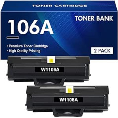 Tonera banka 2-pack 106A W1106A tonera kasetnes nomaiņa HP 106A tonerim HP Laser MFP 135wg tonerim 107w 107a 137fwg 135ag 135a 135w 107 135 137 printerim