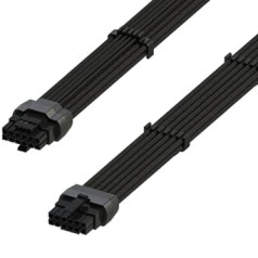 LINKUP - AVA 600W PCIE 5.0 16Pin (12+4) didelės srovės maitinimo kabelis | Presuotas ir lituojamas 16AWG tipas su apvalkalu | Suderinamas su RTX4000 ir RTX3000 FE | 70cm juodas