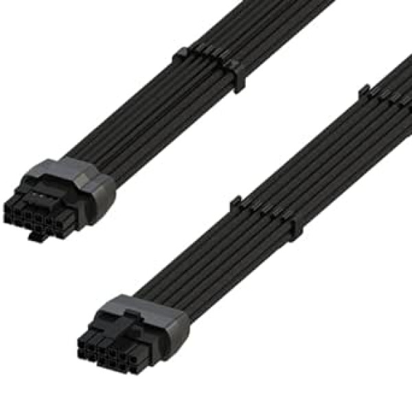 LINKUP - AVA 600W PCIE 5.0 16Pin (12+4) High Current Power Cable | Pressed & Soldered Type 16AWG Sheathed | Compatible with RTX4000 & RTX3000 FE | 70cm Black