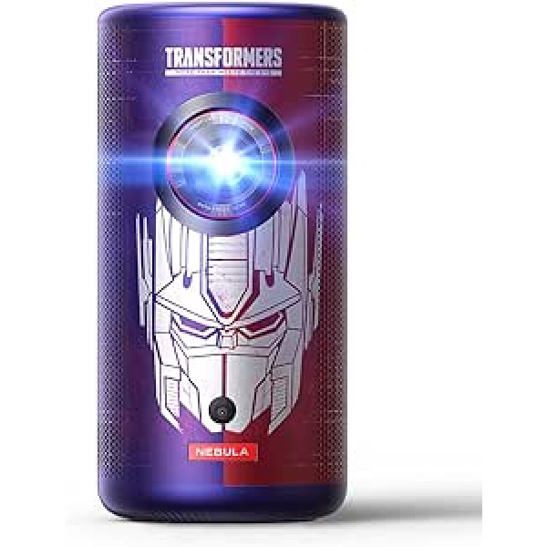 Nebula Anker Capsule 3 Laser Transformers Edition 1080p, WLAN mini projektors, melns, mobilais, Dolby Digital, atbalstīts 4K, automātiskais fokuss, 120 collu ekrāns, līdz 2,5 stundām atskaņošana