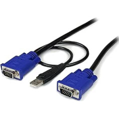 StarTech.com SVECONUS15 USB VGA KVM Cable (4.5m, 2-in-1, Thin Cable) Black