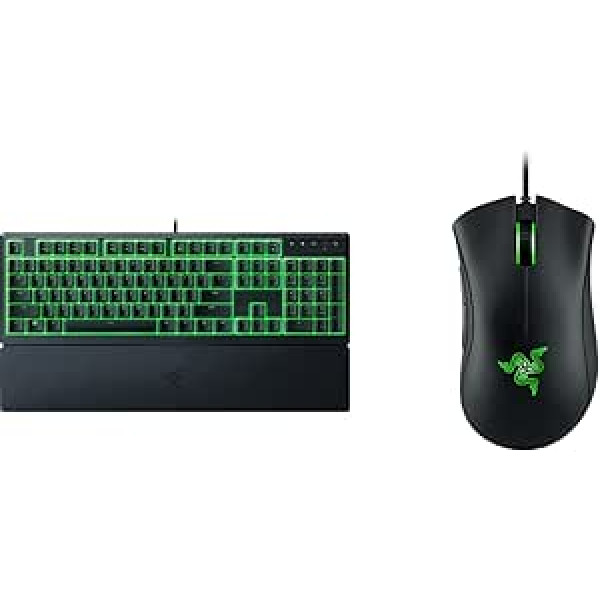 Razer Ornata V3 X - Flat Membrane Keyboard, with USB, Chroma RGB QWERTZ | DE Layout, Black & DeathAdder Essential (2021) - Essential Gaming Mouse with Optical 6,400 DPI Sensor, Black