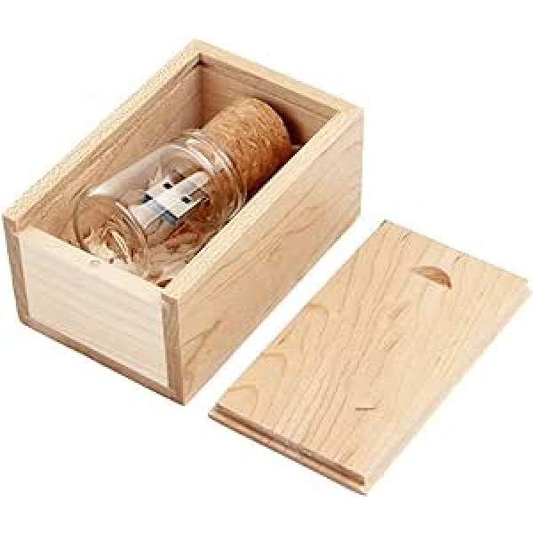 UFARID Drifting Bottle USB 3.0 Flash Drive Memory Stick Transparent USB Stick with Wooden Box Promotional Gifts for Computers, Car Audio etc. (128GB)