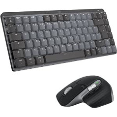 „Logitech MX Mechanical Mini Wireless TKL“ klaviatūra su apšvietimu, „Tactile Quiet“ ir „MX Master 3S“ belaidė didelio našumo „Bluetooth“ pelė, „macOS“, „Windows“, „Linux“, „iOS“, „Android“, DEU QWERTZ – pilka