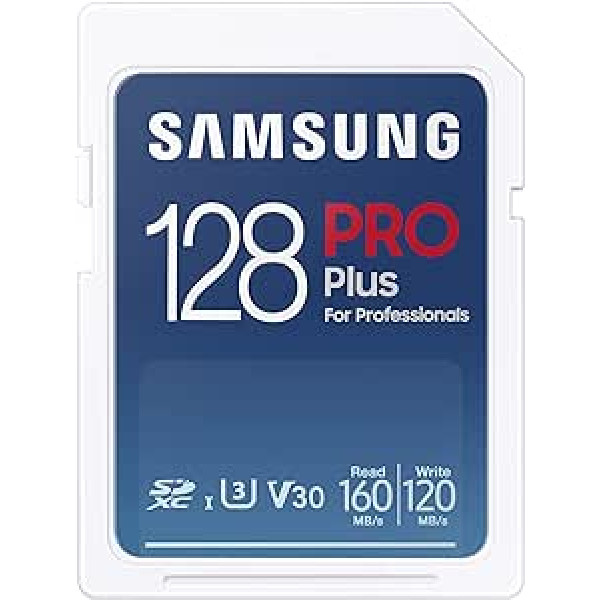 Samsung PRO Plus SD Card 128GB UHS-I U3 Full HD & 4K UHD 160MB/s Read 120MB/s Write Memory Card for SLR and System Cameras MB-SD128K/EU