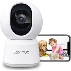 LAXIHUB 360° pārklājuma Pan Tilt mājas drošības kamera, 1080p Full HD iekštelpu kamera ar nakts redzamību un divvirzienu audio, viedā bērnu monitora mājdzīvnieku kamera ar tālruņa lietotni, kustības skaņas noteikšana