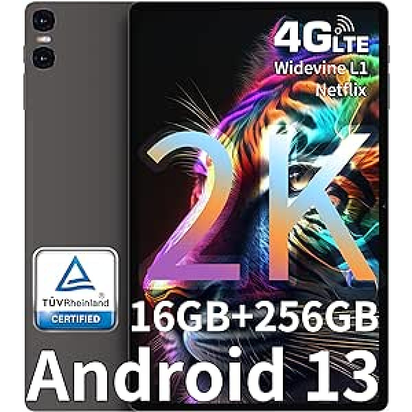 TECLAST T40 Air Gaming planšetdators 10,4 collas, 16 GB RAM + 256 GB ROM (2 TB TF) Android 13 planšetdators, 2 k TDDI 2000 x 1200, T616 astoņkodolu 2,0 GHz, 8 MP + 13 MP, L/5G/5 m. GPS/Wide vine