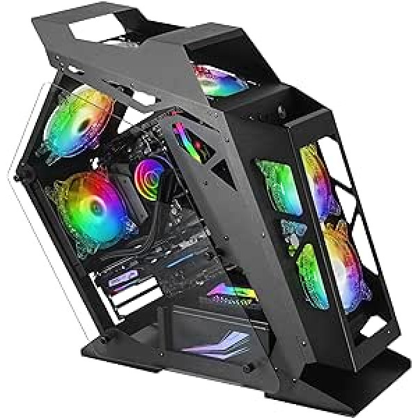 Mars Gaming MC61 Micro-ATX PC Gaming Compact Case, Black, 4 x 12 cm Fans, ARGB Chroma, Dual Tempered Glass Window