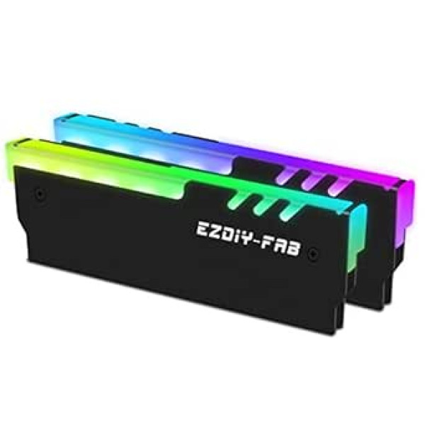 EZDIY-FAB ARGB RAM Kühler DDR Izkliedē kaloriju atmiņu PC Overclocking MOD DDR3 DDR4 (saderīgs ar ASUS Aura Sync, GIGABYTE RGB Fusion un MSI Mystic Light Sync) Schwarz 2Pack preces nosaukums