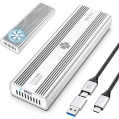 iDiskk 40Gbps Thunderbolt NVMe korpuss, alumīnija ārējais M.2 NVMe SSD korpuss Thunderbolt 3/4, USB4/3.2/3.1/3.0 ierīce, atbalsta izmērs 2280 M&B+M-Key PCIe, līdz 2800 MB/s, iebūvēts ventilators