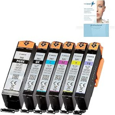 realpaper Paka 6 oriģinālās Canon iestatīšanas printeru kasetnes PGI-580/CLI-581 ar fotozilu, piemērotas Canon Pixma TS8250 TS8350 (a) TS8351 (a) TS9150 [+25 loksnes fotopapīrs no zīmola