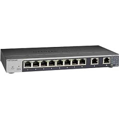 Netgear GS105E-200PES 5-Port Smart Managed Plus Gigabit Switch (up to 2000 Mbps, Plug-and-Play, Configurable with German GUI, VLAN, QoS/DoS, IGMP Snooping, Fan-less, Metal Casing), Black, grey