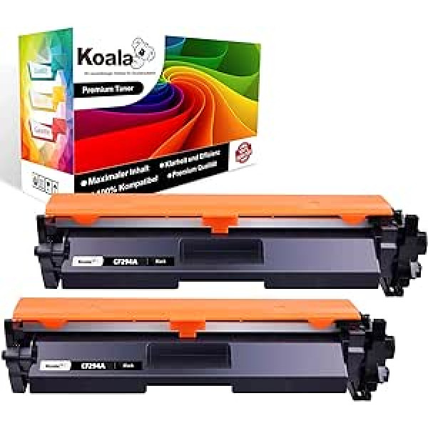 „Koala“ suderinamos dažų kasetės keitimas, skirtas 94A 94X CF294A CF294X, skirtas Laserjet Pro M148dw M148fdw M118dw M118 M148dw spausdintuvui (juodas, 2 pakuotės)