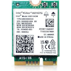 AX1675i CNVio2 Wi-Fi 6E Killer Series Tri Band 2.4/5/6 GHz Atnaujinimas | 2,4 Gbps | Bluetooth 5.3 palaikymas | M.2 CNVIo2 | Nėra vPro našumo ir žaidimų modelio AX211.NGWG.NVX