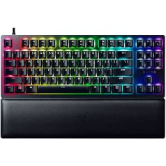 Razer Huntsman V2 TKL Tenkeyless spēļu tastatūra: visu laiku ātrākie tastatūras slēdži - lineāri optiskie slēdži - Doubleshot PBT taustiņu vāciņi - ergonomisks plaukstas balsts - klasisks melns, tastatūra