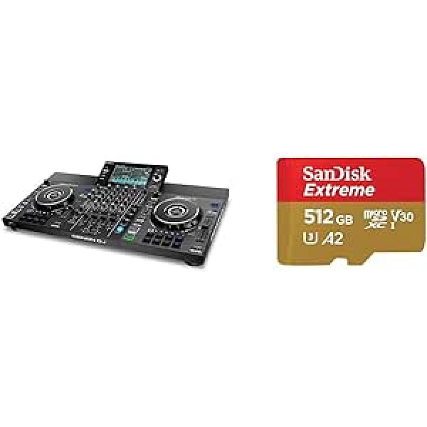 Denon DJ SC LIVE 4 - Standalone DJ Controller, 4-Channel Mixer & SanDisk Extreme microSDXC UHS-I memory card 512 GB + Adapter