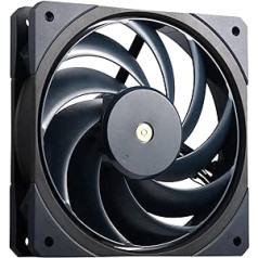 Cooler Master Mobius 120 OC korpusa ventilators — gredzenveida lāpstiņas dizains (PWM), ventilatora ātruma slēdzis, pretvibrāciju slāpētājs, dubulti lodīšu gultņi, metāla motora rumba (maks. 88.1 CFM, 4.75 mmH2O, 39.3 dBA)