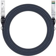 SFP+ kabelis, 10G SFP+ DAC, 5 m (16,4 pėdos), pasyvus tiesioginio prijungimo varinis Twinax kabelis, skirtas Cisco SFP-H10GB-CU5M, Ubiquiti UniFi UC-DAC-SFP+, Meraki, Mikrotik, Intel, Fortinet, Netgear ir kt.