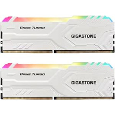 [RGB DDR4 RAM] GIGASTONE RGB Game Pro (balts) galddatora operatīvā atmiņa 32 GB (2 x 16 GB) DDR4 RAM 32 GB DDR4-3200 MHz PC4-25600 CL16 1,35 V 288 kontaktu/pin nebuferēta datora atmiņa, kas nav EPC tikai galddatora RAM