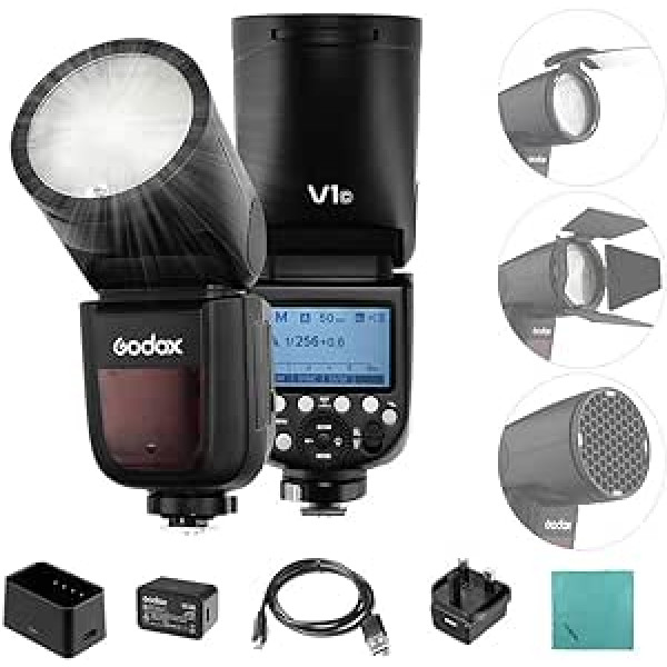 Godox V1C profesionālās kameras zibspuldzes zibspuldze Speedlite zibspuldze apaļa galviņa bezvadu 2.4G zibspuldze Canon EOS Series 1500D 3000D 5D Mark lll 5D Mark ll kāzu portretu studijas fotografēšanai