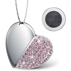 64GB USB Stick 3.0, USB Stick 64GB, USB Flash Drive, Waterproof/Magnetic, Memory Stick Metal in Pink Heart Shape, USB 3.0 Pen with Necklace/Key Chain FEBNISCTE