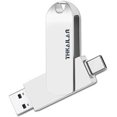 THKAILAR 128 GB USB-Stick 3.2 mit Typ-A- und Typ-C-Anschlüssen, bis zu 350 MB/s Lesegerät, USB C Stick Gen 2, tragbarer SSD-Flash-Laufwerk, Daumenlaufwerk für PC/Android-Handy/MacBook (High-Speed)