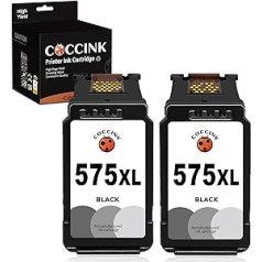 COCCINK PG-575 XL (2 melnas) atjaunotas printeru kasetnes Canon 575XL nomaiņai PIXMA TS3550i TS3551i TR4750i TR4751i printera lielas ietilpības kombinētajai pakotnei