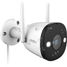 Imou Bullet 2E 4 MP novērošanas kamera izmantošanai ārā un iekštelpās, WiFi, 4 modeļi, WiFi IP āra kamera, Wi-Fi 2,4 GHz, krāsains nakts redzamība, IP67 laika apstākļu izturīgs, personu atpazīšana, atbalsta Alexa un Google Assistant