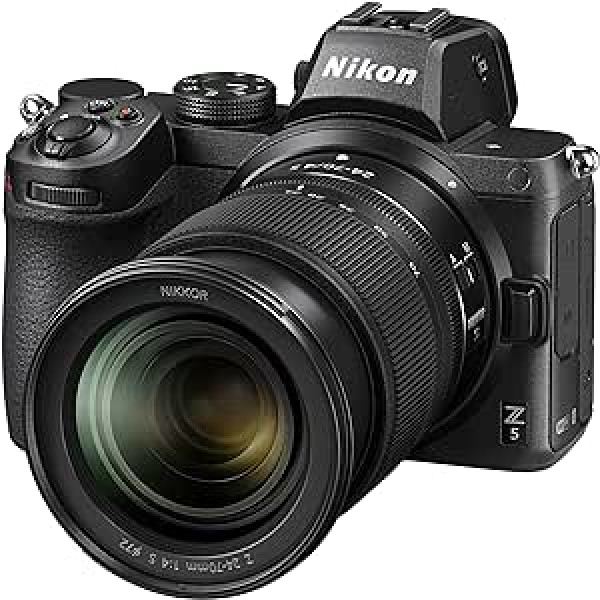 Nikon Z 5 bezspoguļa pilnrāmja kamera ar Nikon 24–70 mm 1:4,0 S (24,3 MP, hibrīda AF ar 273 mērīšanas laukiem, 5 asu attēla stabilizators, 4K UHD video, dubultā kartes slots)