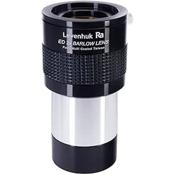 Levenhuk ED-2x, 2 collu ahromatisks Barlow objektīvs ar īpaši zemu dispersiju teleskopiem ar M48 x 0,75 mm gaismas filtra vītni, 1,25-2 collu adapteris