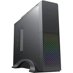 CiT S015B Micro-ATX galddatora korpuss ar RGB varavīksnes priekšējo LED, 1 x 8cm melnu ventilatora augšdaļu un CiT 300W Micro-ATX barošanas avotu (M-300U) iekļauts | Melns