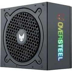 Oversteel - Quantum Power Supply 650W A-RGB Full Modular 80+ Bronze, Optimised Cooling, RGB Illuminated Side Panel, Cable Management, Colour Black