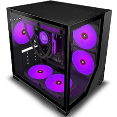 KEDIERS PC Case Mini Mid-Tower kompiuterio žaidimų dėklas su 7 ARGB ventiliatoriais C770 juodas