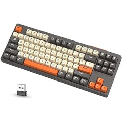 ATTACK SHARK FREEWOLF M87 80% Wireless Gaming Keyboard, 87 Keys TKL RGB Mechanical Feeling SA PBT Keyboard Bluetooth/2.4GHz, 4000mAh Battery for Mac/Win, Silent Office/Gaming - Grey/Orange