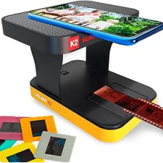 KLIM K2 mobilais filmu skeneris 35 mm + pozitīvu un negatīvu slaidu skeneris + fotoattēlu skeneris digitalizēšanai + slaidu skeneris + jūsu izstrādes stacija mājās + digitalizējiet slaidus pats