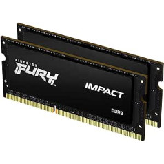 Kingston Fury Impact 16GB (2x8GB) 1866MHz DDR3 CL11 klēpjdatora atmiņas komplekts ar 2 KF318LS11IBK2/16