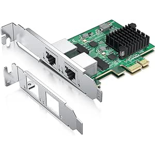 HCX GO Dual 1000Base-T PCIe servera klases NIC 2X RJ45/Ethernet PCIe x1 tīkla adaptera karte