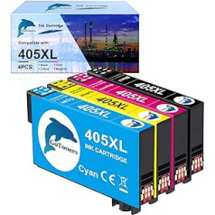 GoToners 405XL Multipack saderīgs ar Epson 405 XL printeru kasetnēm Workforce Pro WF-4820 WF-3820 WF-4830 WF-7840 WF-7830 WF-3825 WF-4825 WF-7835 Magen1,1,1,1