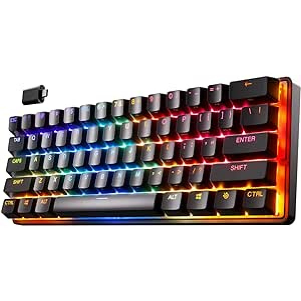 SteelSeries Apex Pro Mini belaidė mechaninė žaidimų klaviatūra, greičiausia pasaulyje klaviatūra, pritaikomas atsakas, 60 % formos koeficientas, anglų (QWERTY) išdėstymas