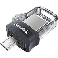 „SanDisk Ultra Dual USB drive m3.0“ išmaniojo telefono atmintis 256 GB (mobilioji atmintis, USB m3.0, ištraukiama dviguba jungtis, 150 MB/s perdavimo sparta, USB 3.0 atmintis)