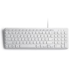 Perixx PERIBOARD-213W USB vadu klusā tastatūra 36,7 x 12,1 x 1,8 cm kompakts dizains ar ciparu tastatūru, franču AZERTY, balta