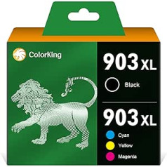 ColorKing 903XL 903 XL daudzpaku printeru kasetnes, kas saderīgas ar HP 903XL 903 HP903 daudzpaku kasetnēm HP Officejet Pro 6950 6960 6970 daudzfunkcionālajam printerim (1 melns, 1 ciāna, 1 dzeltena, 1