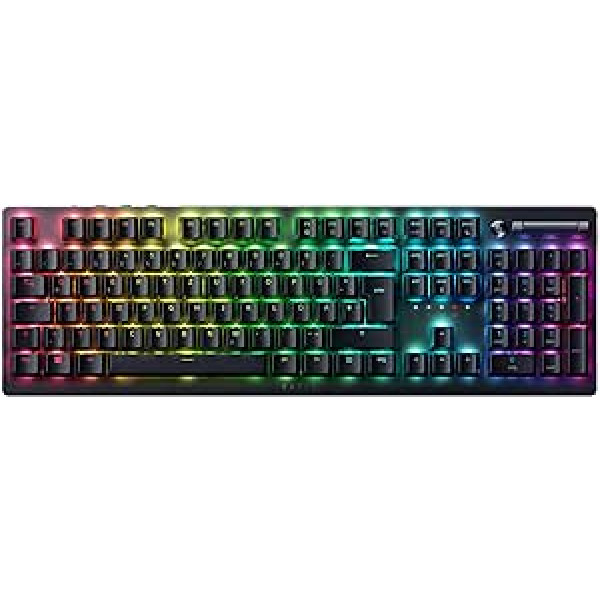 „Razer DeathStalker V2 Pro“ (raudonas jungiklis) – „Kabellose Optische Low-Profile-Gaming-Tastatur“ (Lineare Optische Switches, HyperSpeed Wireless, Bluetooth 5.0) QWERTZ DE-Layout | Švarcas