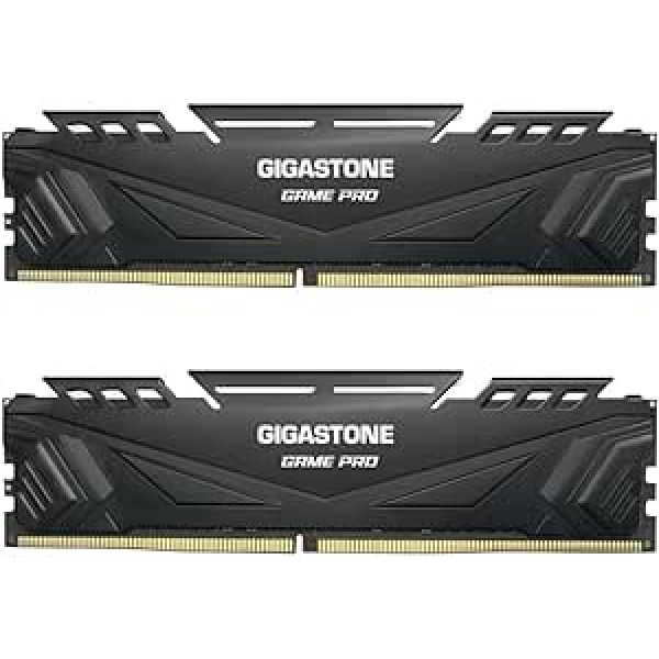 [DDR4 RAM] Gigastone Black Game PRO Desktop RAM 16GB (2x8GB) DDR4 Ram 16GB DDR4-3200MHz PC4-25600 CL16 1.35V 288 Pin/Pin Unbuffered Non-ECC Computer Memory RAM (PC Desktop Only)